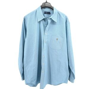 Ralph Lauren Mens 2XLT Pre-Owned LS Button Down Shirt Light Blue Polo Pony Logo